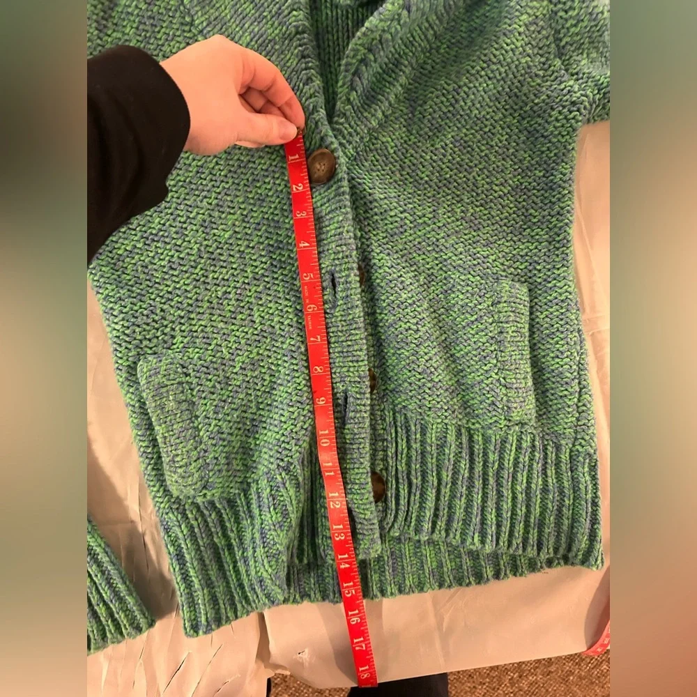 American Eagle Outfitters Cardigan w Pockets Knit Blue Green Warm Wool Blend M - Picture 6 of 6